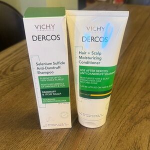 Vichy Dercos Anti-Dandruff Shampoo and Conditioner Set - White and Green